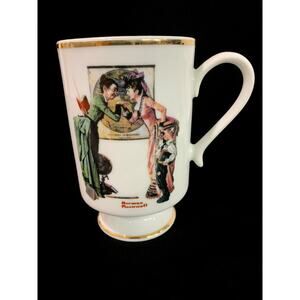 1981 Norman Rockwell Porcelain Pedestal Mug "Back to School" The Danbury Mint